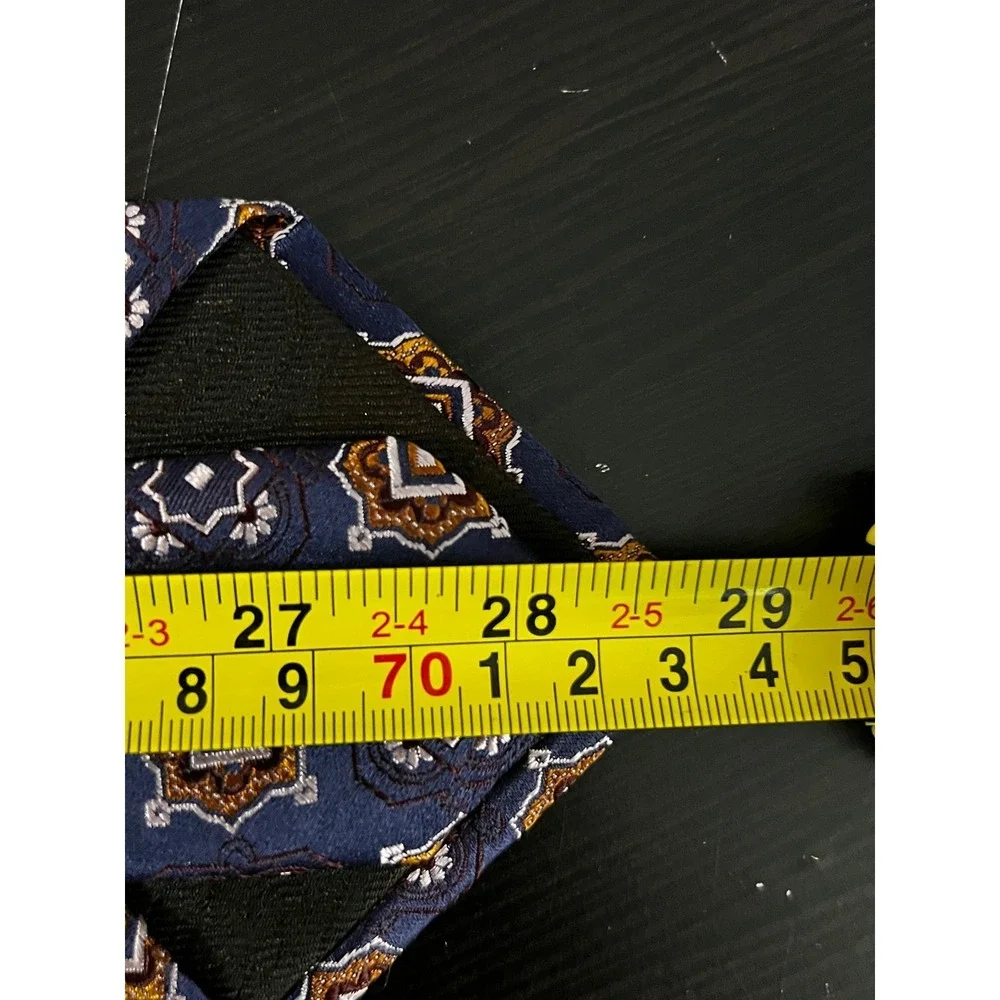 Canali Mens Navy Blue Gold‎ Silk Geometric Medallion Necktie Made in Italy